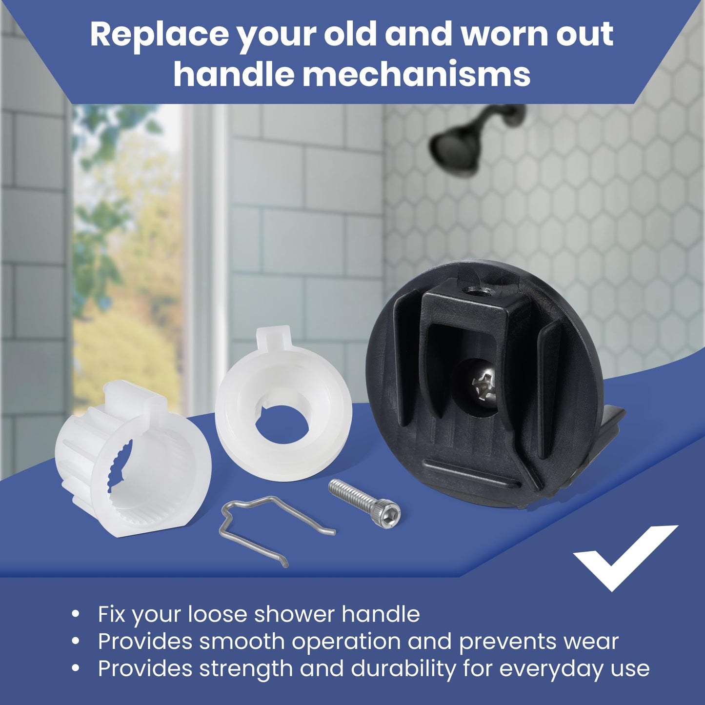 Enhon Shower Handle Adapter Kit Replacement for 116653, Compatible with Moen Posi-Temp Single Handle Tub/Shower Faucet Valve Cartridge, Shower Handle Replacement Part Adapter Kit, Plastic