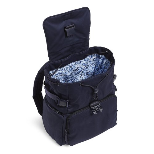 Vera Bradley Women's Cotton Utility Backpack, Classic Navy - Recycled Cotton, One Size