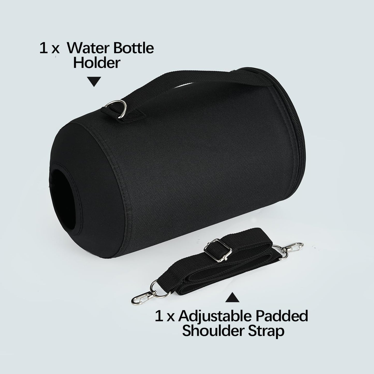 RAYMYLO Water Bottle Carrier Bag - Adjustable Crossbody Holder for 64/128 oz Bottles | Black
