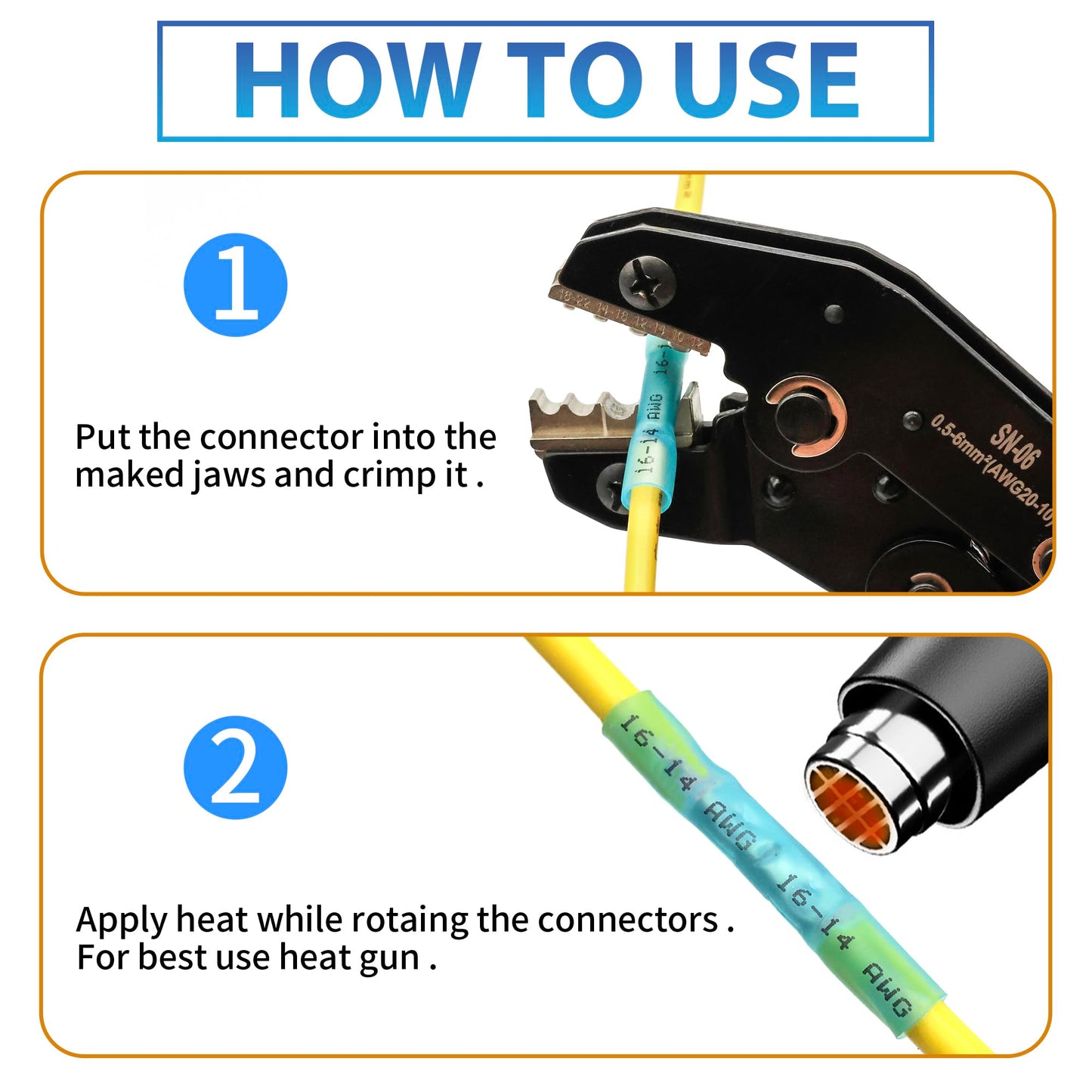 Heat Shrink Butt Connectors Kit - Waterproof Electrical Wire Splice Crimp Terminals for Automotive, Marine, Wiring (130Pcs)