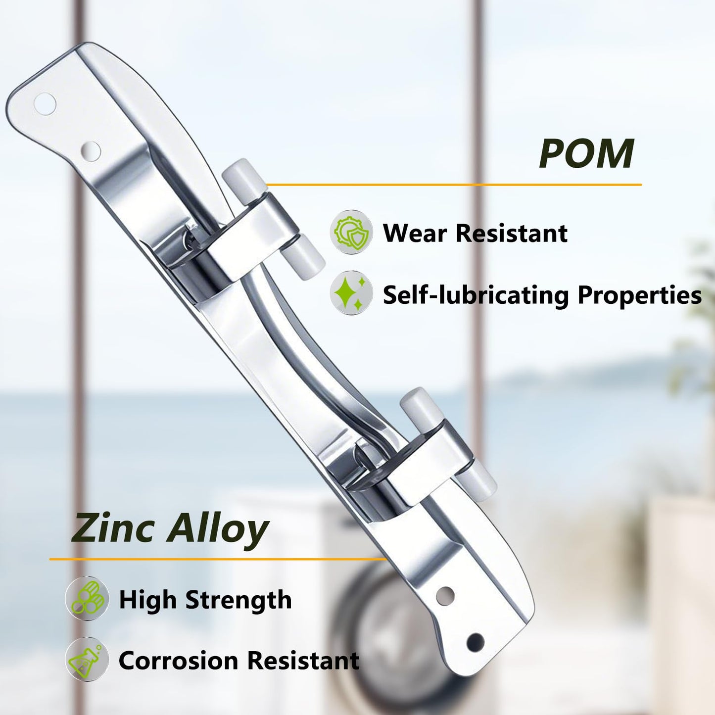 RUHUALIFE Dryer Washer Door Hinge with 4 Pin Caps Front Loader Dryer and Washer Door Hinge Compatible with Whirlpool Amana Maytag Crosley Replace#: W10208415 W10208414 W10208398