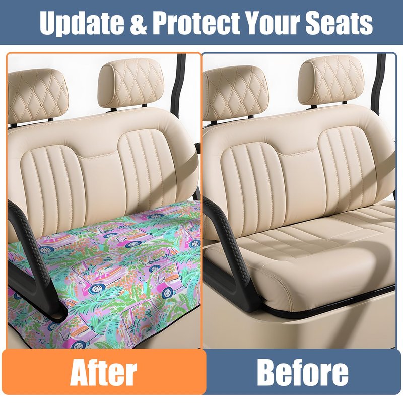 syienasdk Golf Cart Seat Covers, Breathable Golf Cart Seat Towel Blanket for 2-Seat Golf Carts, Golf Club Car Accessories 51''x 31''