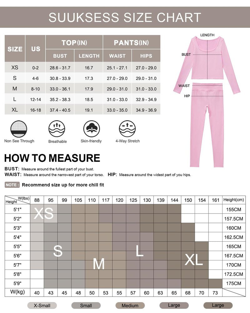 SUUKSESS Women 2 Piece Workout Sets High Waisted Seamless Leggings Active Long Sleeve Tops Compression Yoga Pants(Grey, L)
