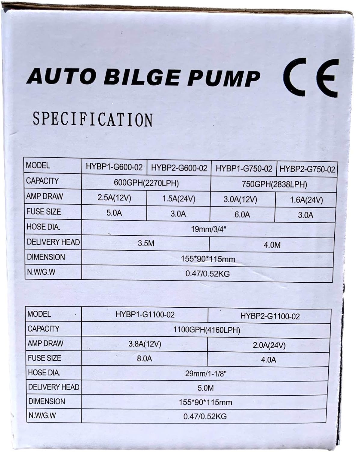 OASIS MARINE 1100 GPH Automatic Bilge Pump - 12V Water Removal with Float Switch & Stainless Steel Shaft