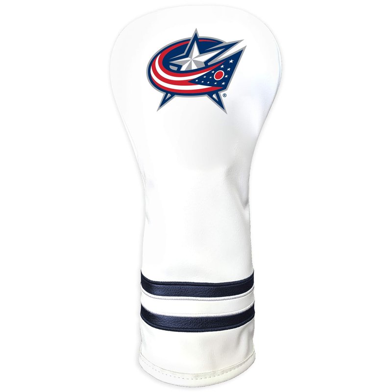Team Golf NHL Columbus Blue Jackets White Vintage Fairway Head Cover White Vintage Fairway Golf Club Headcover, Form Fitting Design, Retro Design