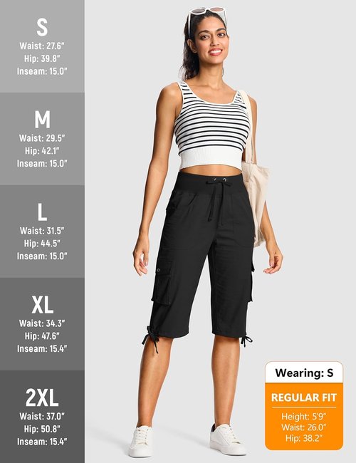 ISEEGZ Capri Pants for Women - Lightweight Cargo Hiking Capris with 6 Pockets | Summer Casual Travel Wear
