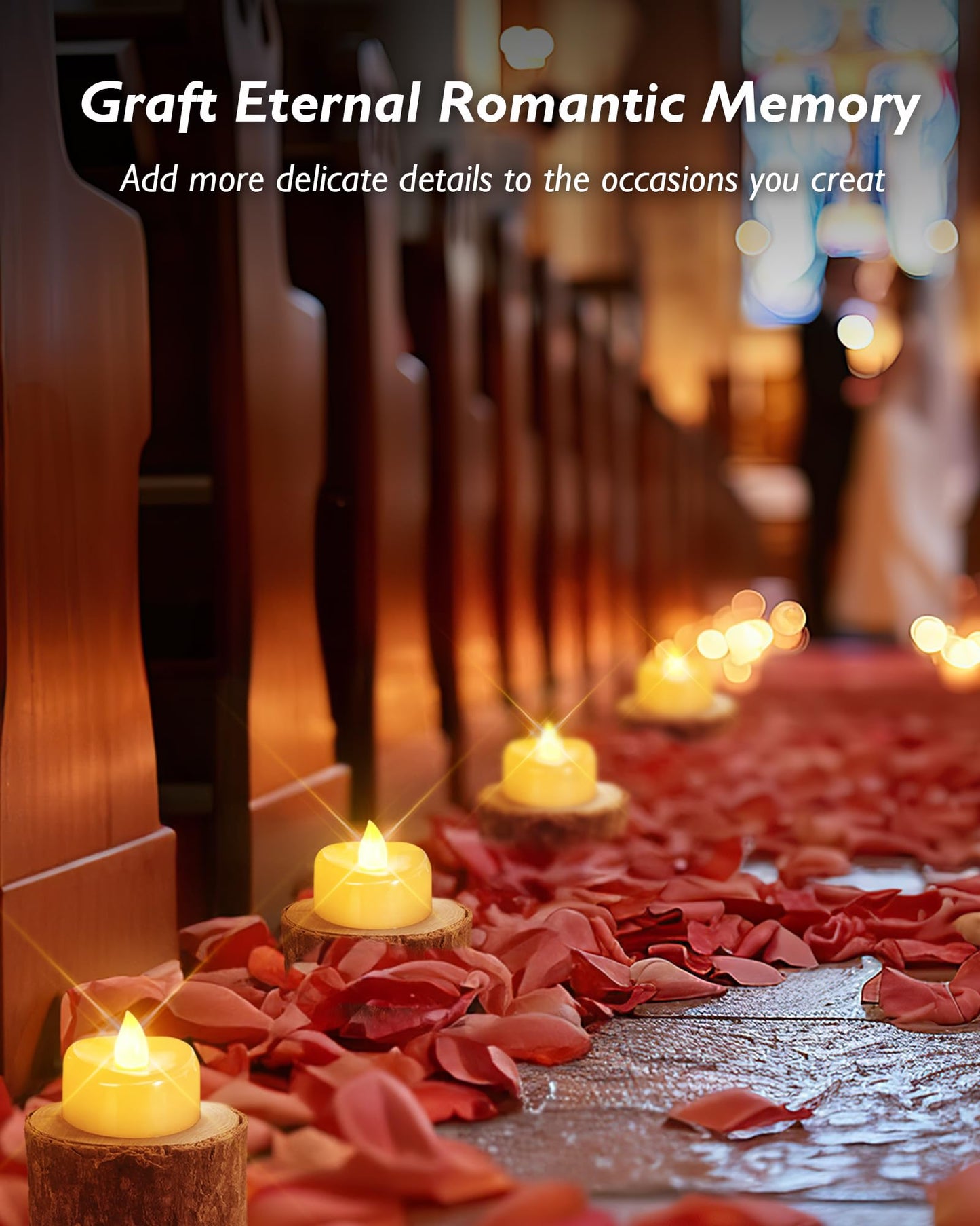 merrynights Flameless Candles, 24 Pack LED Tea Lights Candles Battery Operated, Last 200+ Hrs Flickering Tea Lights, Flameless Tealight Candles for Halloween Diwali Fall Christmas Wedding