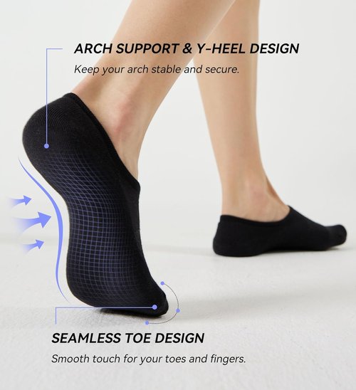 FITRELL No Show Socks - Women's Cotton Cushioned Athletic Ankle Socks | Invisible Non-Slip, 5-8 Pairs