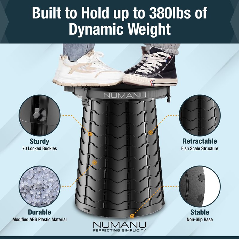 NUMANU 19.7" XXL 3IN1 Portable Toilet, Stool, Trash Can | Adjustable Height Portable Potty, Foldable Travel Toilet with Lid & Waste Bags, Outdoor Travel Potty, Pop Up Camping Toilet for Adults & Kids