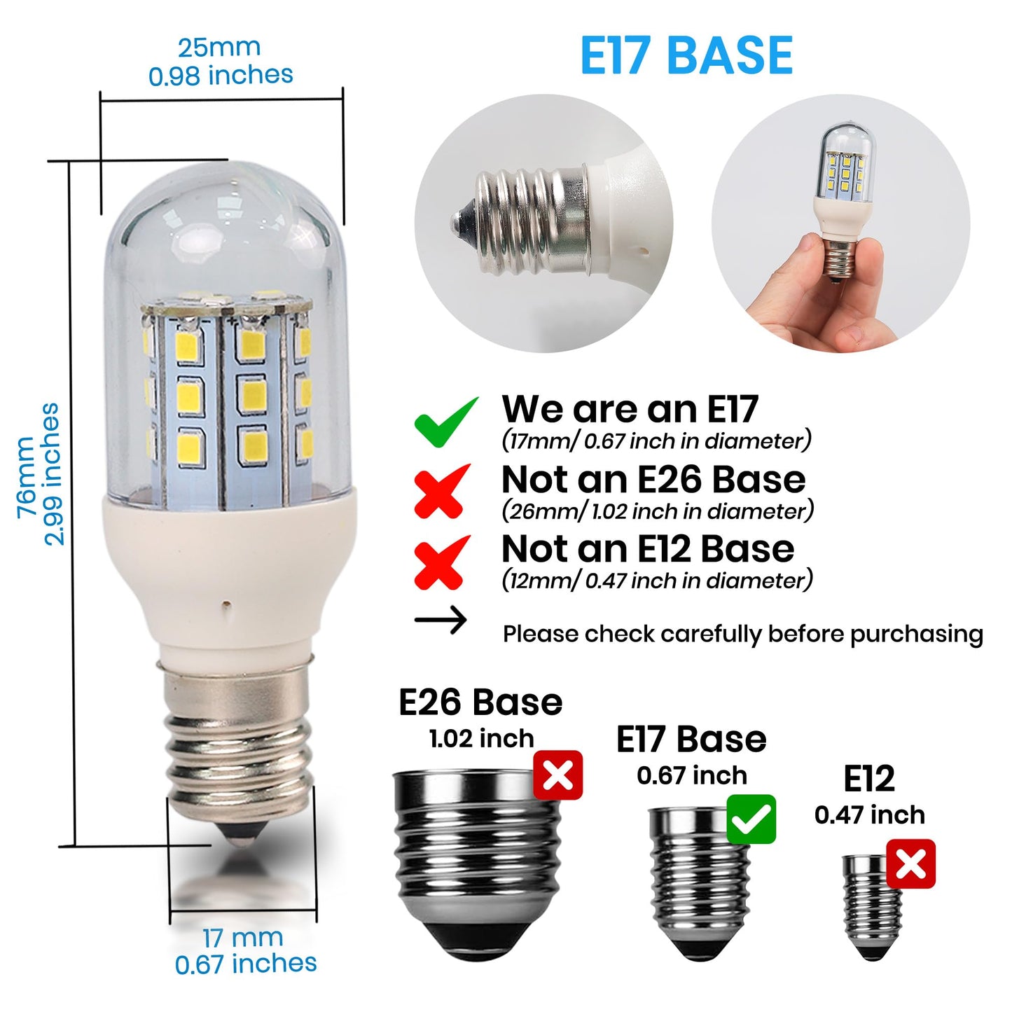 1 Pack KEI D28X KEL 2816X Refrigerator Bulb 3W KEI D28M KEL 2815 Freezer Bulb LED Light Bulb for Home Improvement Ambient Lighting Compatible with Frigi.daire Mini Fridge E17 Base