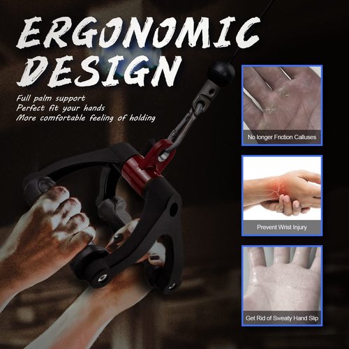 HXD-ERGO Double D Handle for Cable Machine - Ergonomic Row Handle Cable Attachment - Triangle V Bar Grip LAT PullDown Attachments for Home Gym
