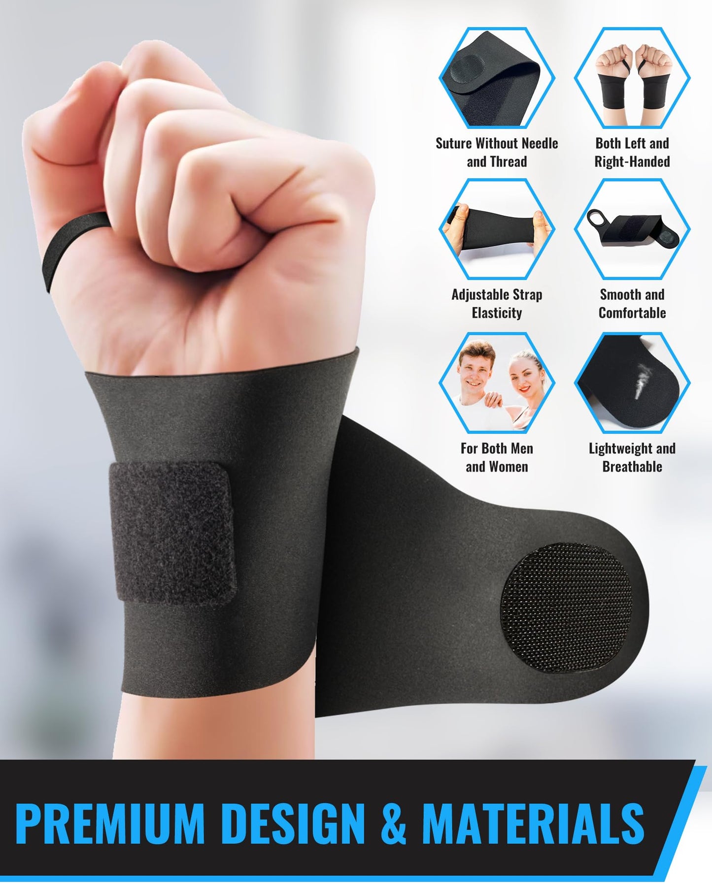 OPOX Wrist Brace, Carpal Tunnel Wrist Brace, Wrist Wraps for Arthritis, Tendonitis, Wrist Joint Pain, Ultra-Thin Elastic, Ultra-Breathable, Ultra-Comfortable Material, Suitable for Women & Men, Suitable for Both Right & Left Hands