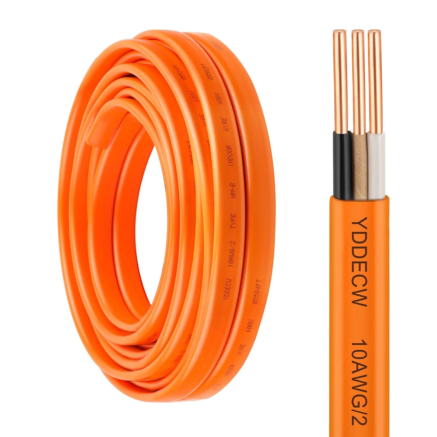 14 Gauge NM-B Wire with Ground - 50FT Pure Copper Indoor Electrical Cable for Outlets & Switches