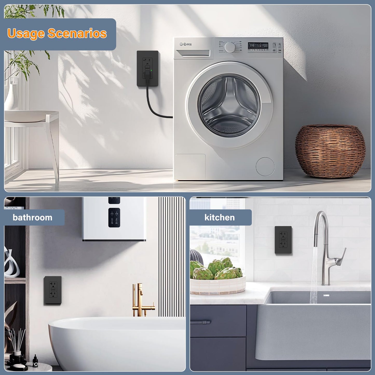 BSEED GFCI Outlet 20 Amp, Self-Test GFI Electrical Outlet with LED Indicator, Weather & Tamper Resistant GFCI Receptacle, Ground Fault Circuit Interrupters with Wall Plate, UL Listed, Black