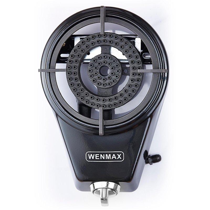 WENMAX Single Burner Propane Stove, Portable Gas Stove with Propane Adapter Hose, High Heat Value 15000 BTU, Smart Valve Protection for Children, Portable Size for Outdoor Use