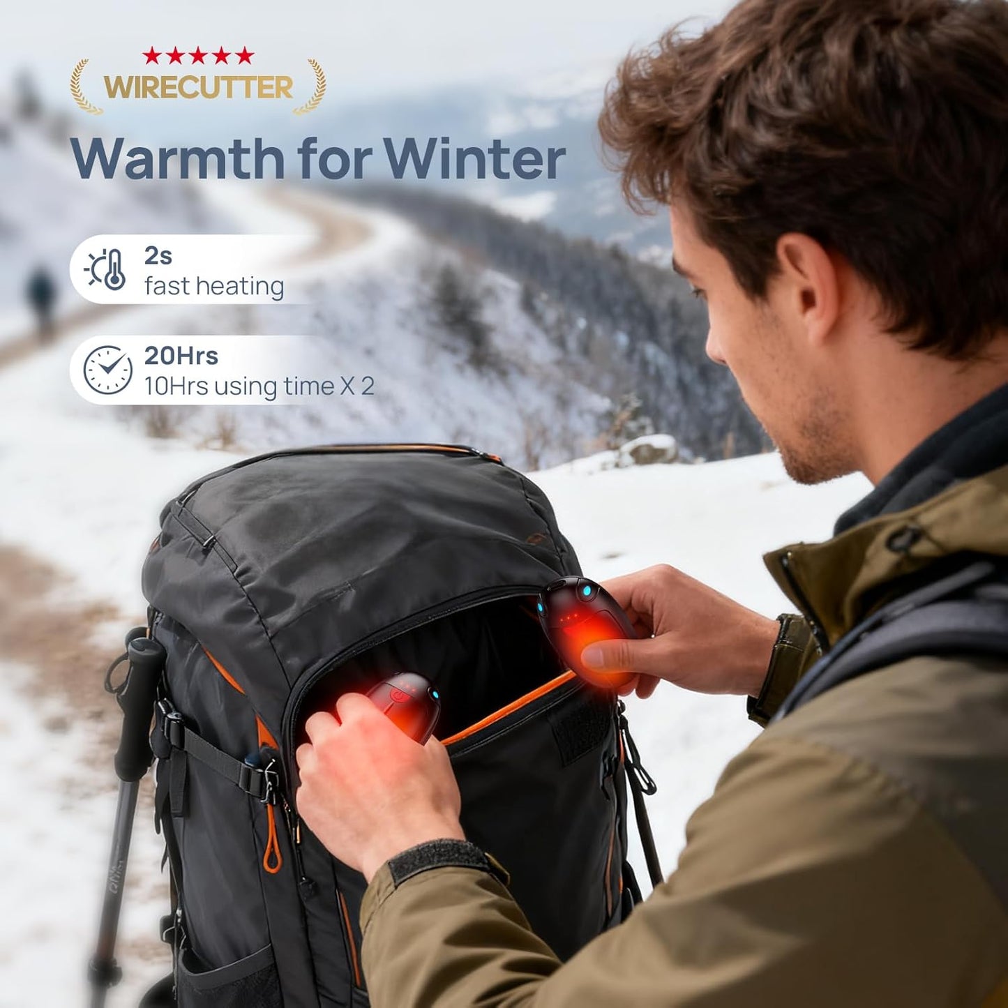 Skiennix Rechargeable Hand Warmers - 20-Hour Portable Electric Heater | 2-Pack for Outdoor Activities