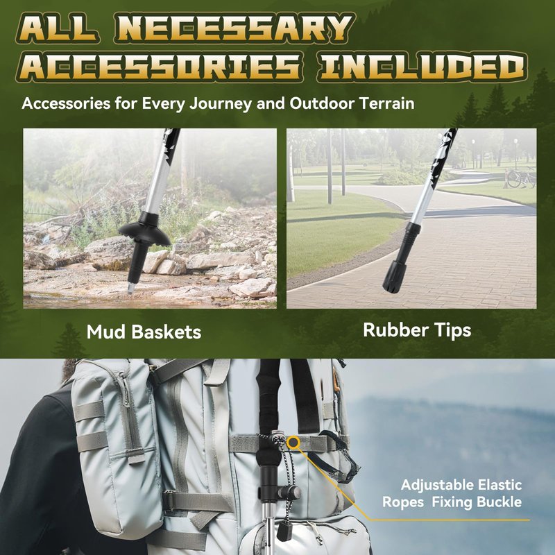 THRISTRIDE Collapsible Trekking Pole - Lightweight Aluminum Hiking Stick for Men, Women & Seniors | Adjustable Walking Stick for Hiking, Camping & Outdoor Activities (Single Pole)