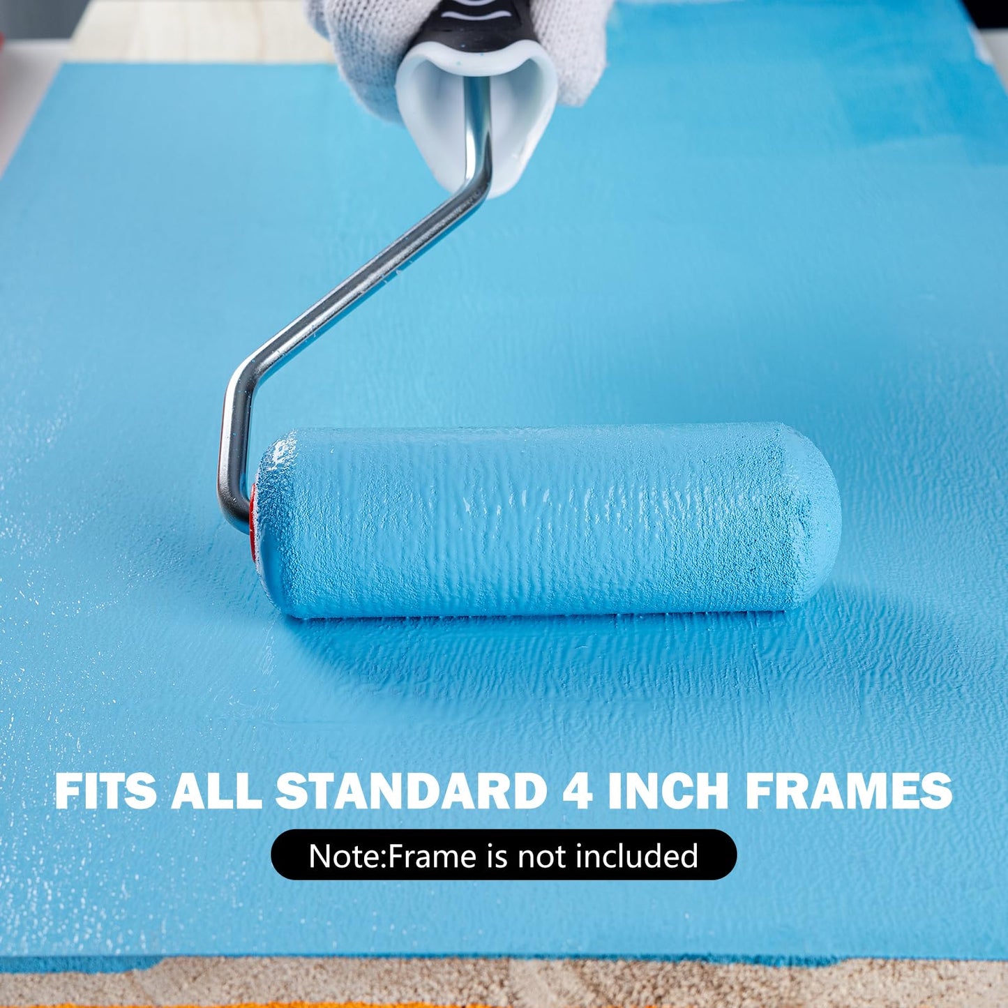 Mister Rui 4" Foam Paint Roller Covers 10-Pack, 50kg/m³ High Density - Washable & Reusable for Smooth Finish on Furniture, Cabinets, DIY Projects