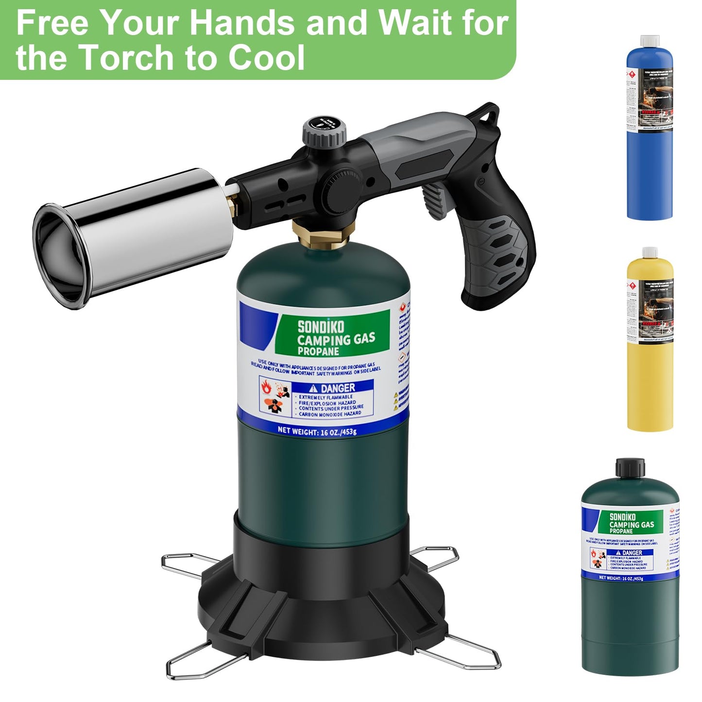 Sondiko Gas Cylinder Stand Base, Standard Fuel Gas Bottle Stabilizer, Small Propane Tank Stand, Accessory for Portable Welding Torch Burner Stove(Propane Tank Not Included)