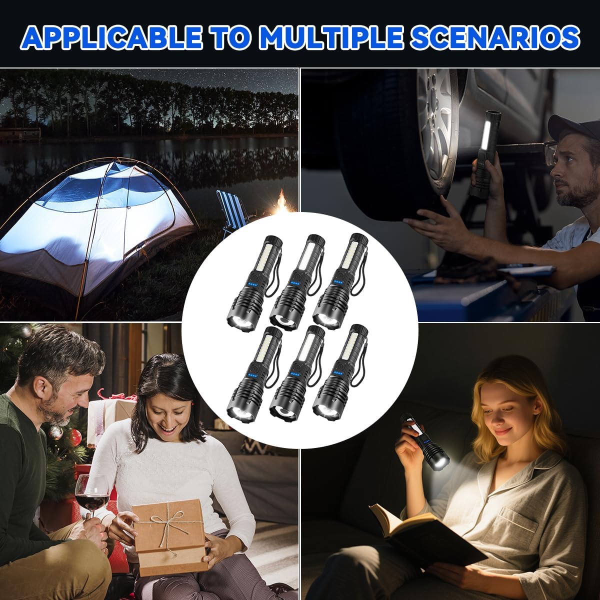 High Lumens Rechargeable Flashlight Set - 3 Pack, 7 Modes Tactical LED Lights for Home & Camping