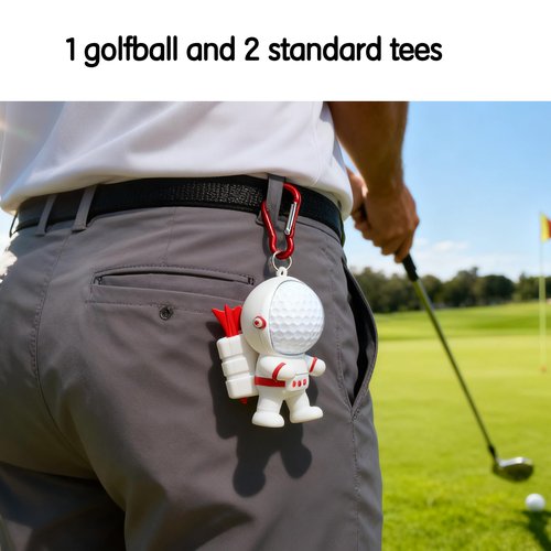 GREEN ACTION Astronaut Golf Tee Holder and Phone Stand, Includes 2 Golf Tees, Golf Ball Holder with Carabiner, Fun Golf Accessories for Men and Women, Stylish Golf Bag Accessory and Golf Gift