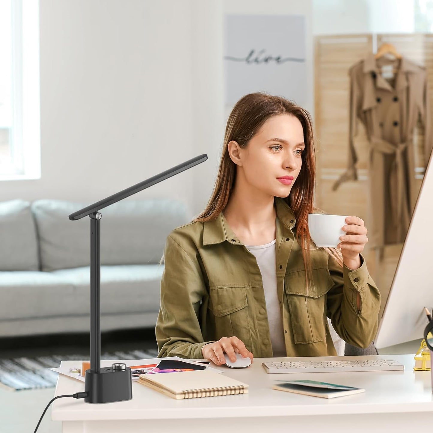 Honeywell H01 Pro LED Desk Lamp - Dimmable Foldable Light with USB Charging & 3 Color Modes for Home Office