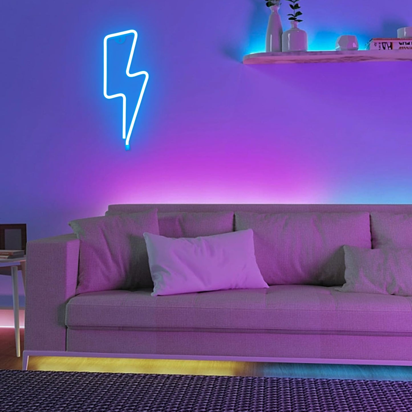 BerniceKelly Neon Signs Lightning Bolt Neon Light Sign for Wall Decor, Battery or USB Powered Led Lightning Light Neon Sign for Bedroom Kids Room Birthday Party Wedding Home Decorations