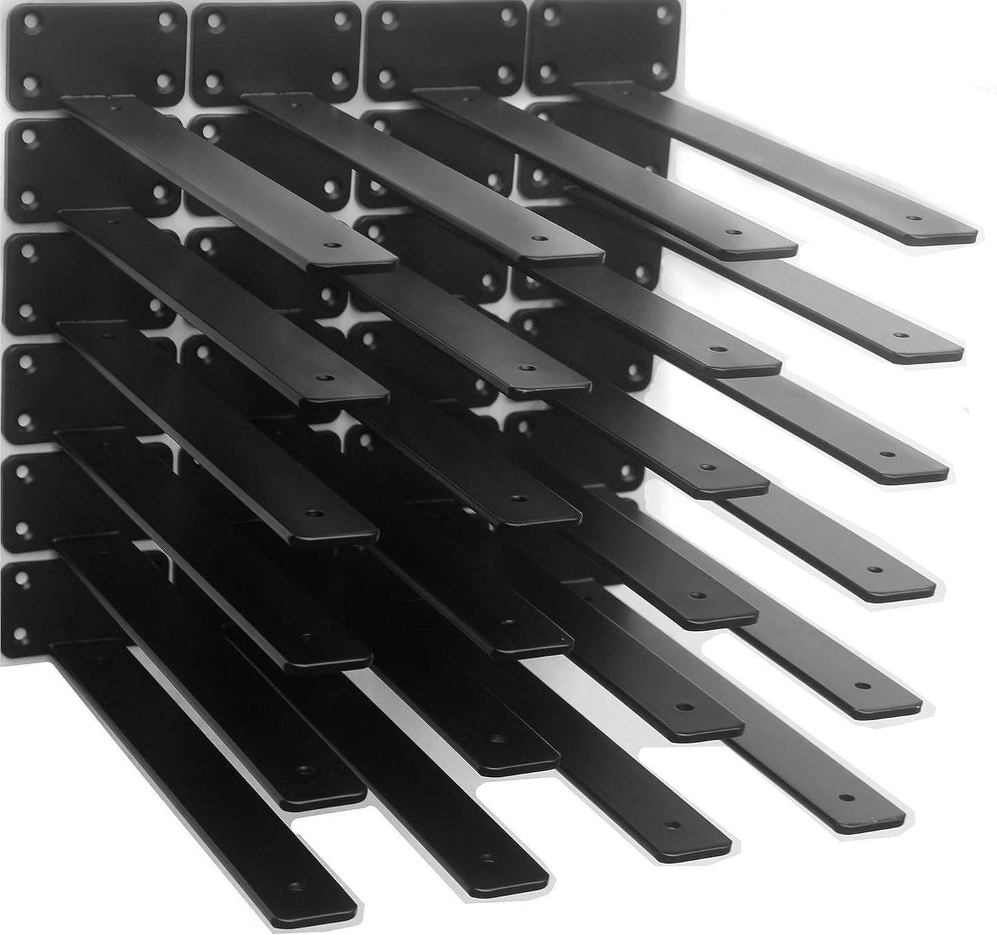 10-Inch Black Iron Floating Shelf Brackets - 12 Pack Rustic Industrial Support