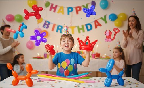 KADBANER 260Q Long Balloons - 100 Pack Latex Balloons for Graduation, Wedding & Birthday Celebrations
