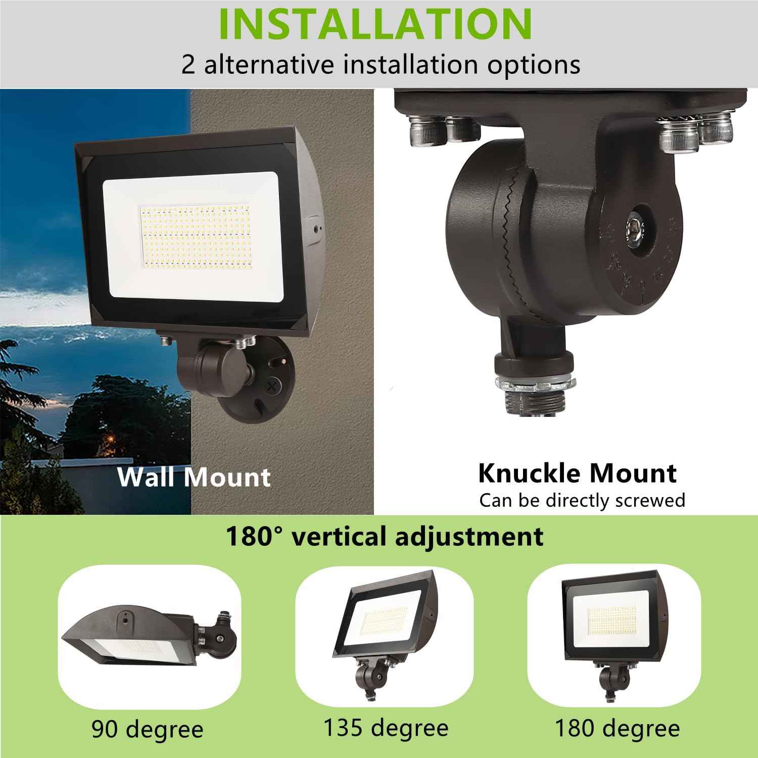 80W LED Flood Light - Waterproof Outdoor Security Light, 9600LM, 5000K Daylight, Knuckle Mount Included
