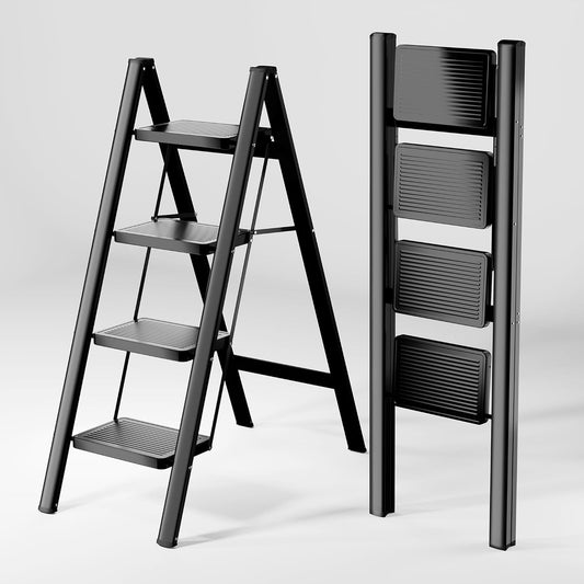 3-Step Folding Ladder - Sturdy 330 lbs Capacity Step Stool with Anti-Slip Pedals for Home & Office