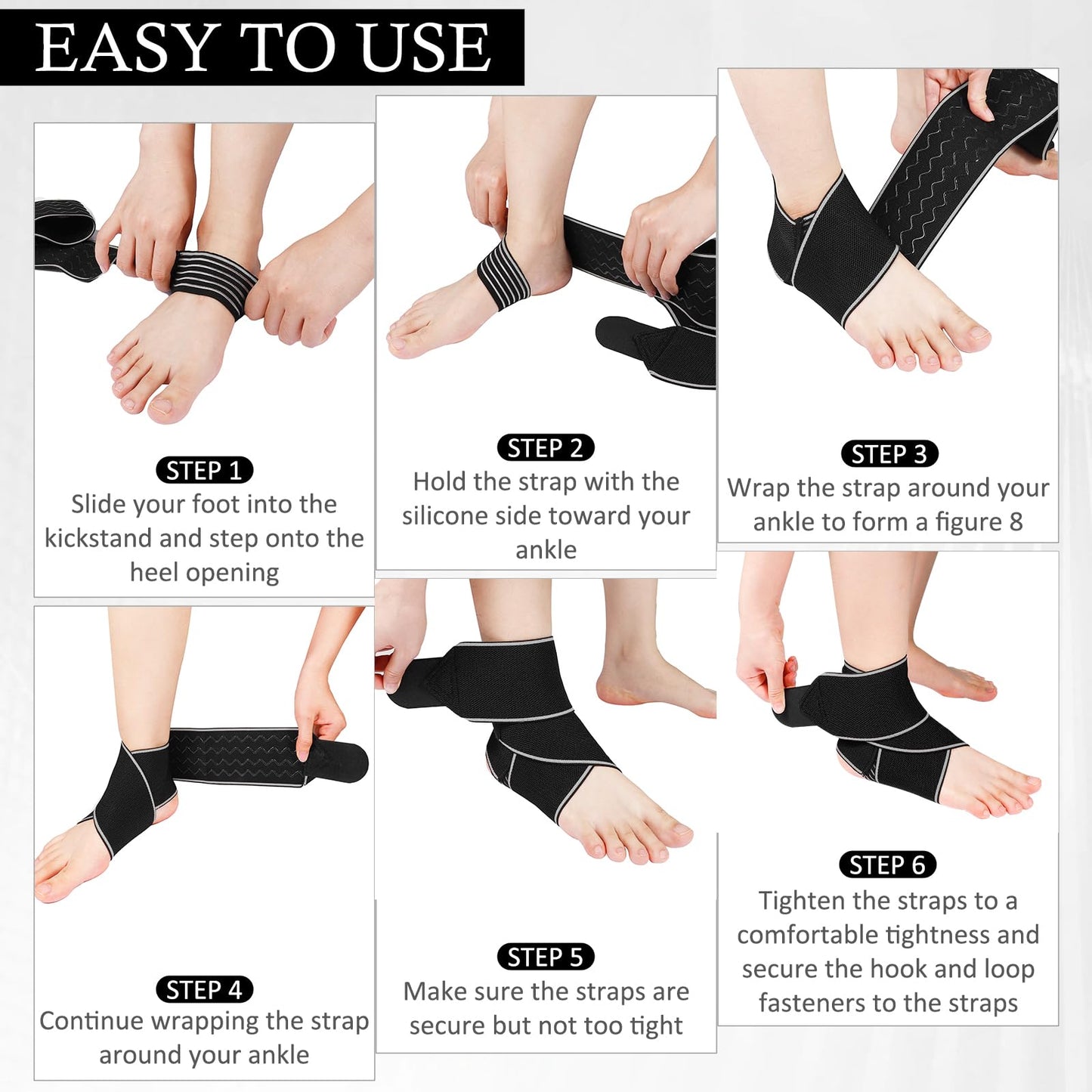 KTSAY Ankle Brace for Sprained Ankle, Ankle Support for Women & Men, Adjustable Compression Wrap for Achilles Tendonitis & Plantar Fasciitis Relief (Grey)