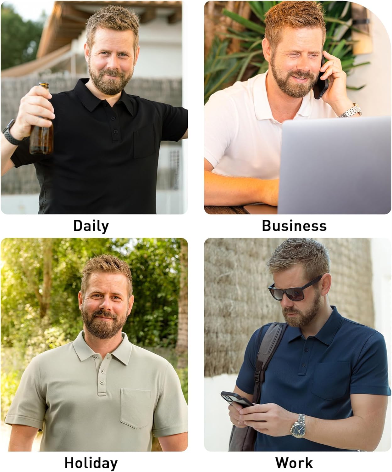 SCODI Men's Pocket Polo Shirts - 5 Pack Short Sleeve Golf T-Shirts | Moisture-Wicking Casual Athletic Wear