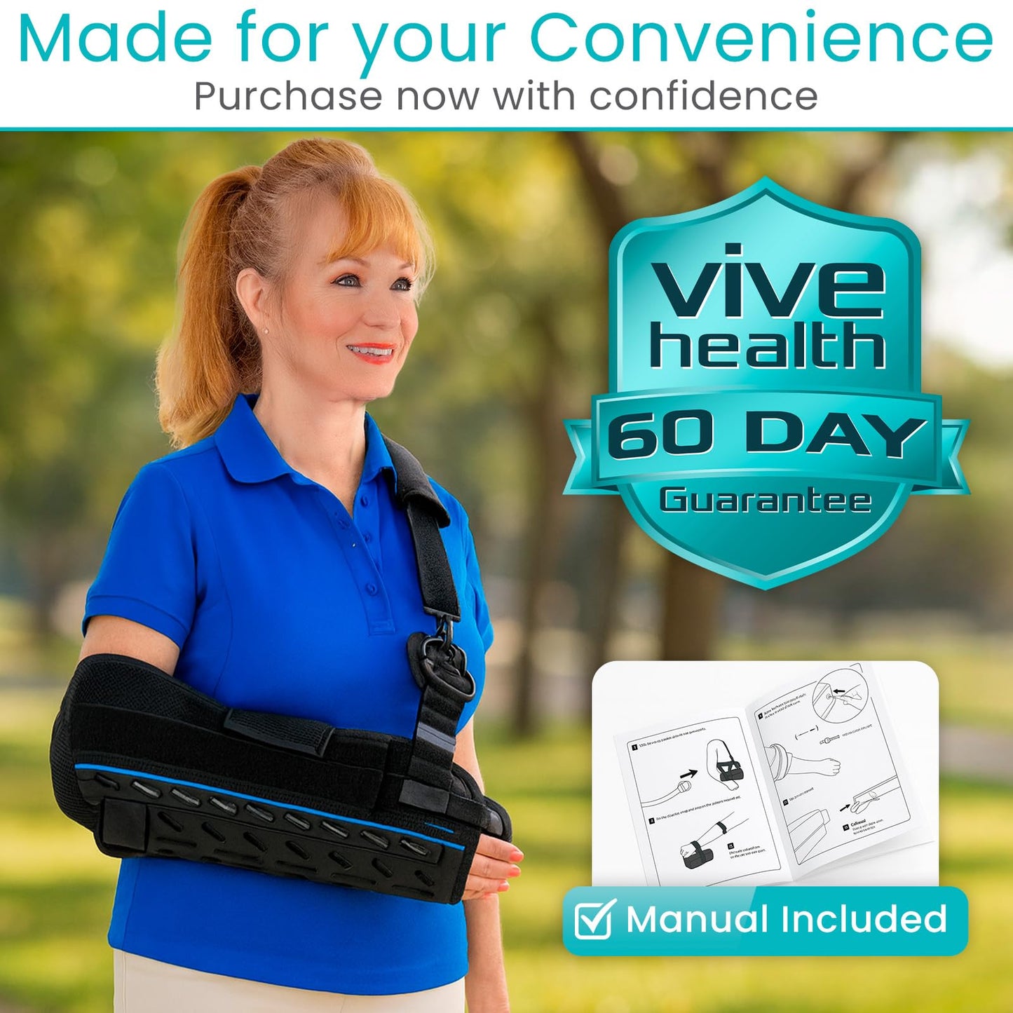 Vive Shoulder Sling with Abduction Pillow - Rotator Cuff Sling and Shoulder Immobilizer - Pain Relief After Surgery, Sublexion, Dislocated or Broken Arm - Adjustable Support with Exercise Ball (Small)