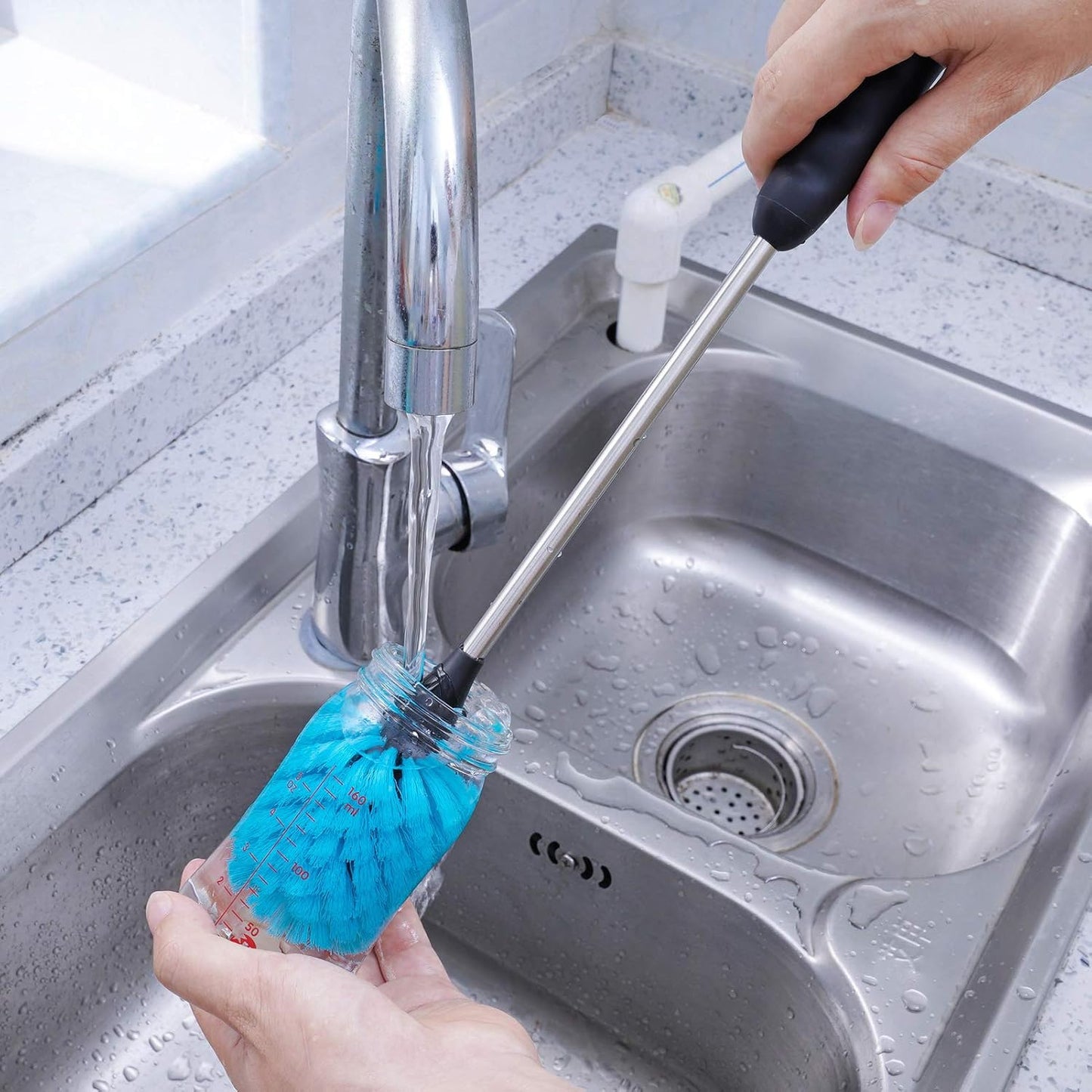 MOSOLAN Stainless Steel Water Bottle Brush - Long Handle for Easy Cleaning | 2 Pack (13-15 in)