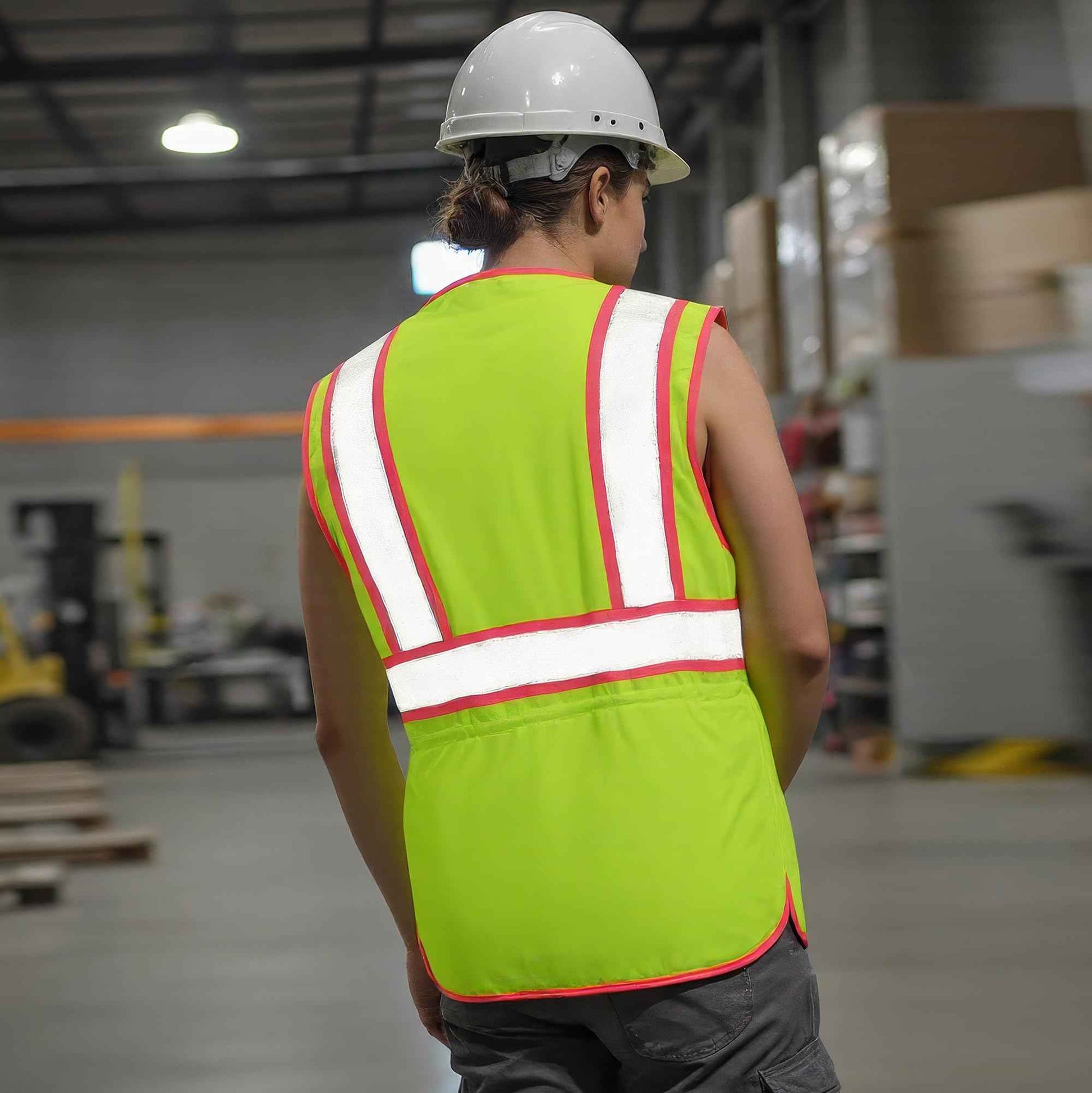 MZCYHCSD Women's Safety Vest ,Hi Vis Safety Vest for Women, Working Drawstring Waist with pocket and Zipper, ANSI Type R Class2, XS