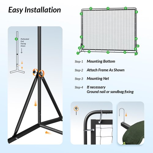 HamRoRung 9.3*7.4ft Portable Tennis Rebounder Net, Tennis Practice Wall, Tennis Training Net for Tennis Racquet Sports Ball Pickleball, Tennis Backboard Net for Tennis Court Backyard Outdoor Training,