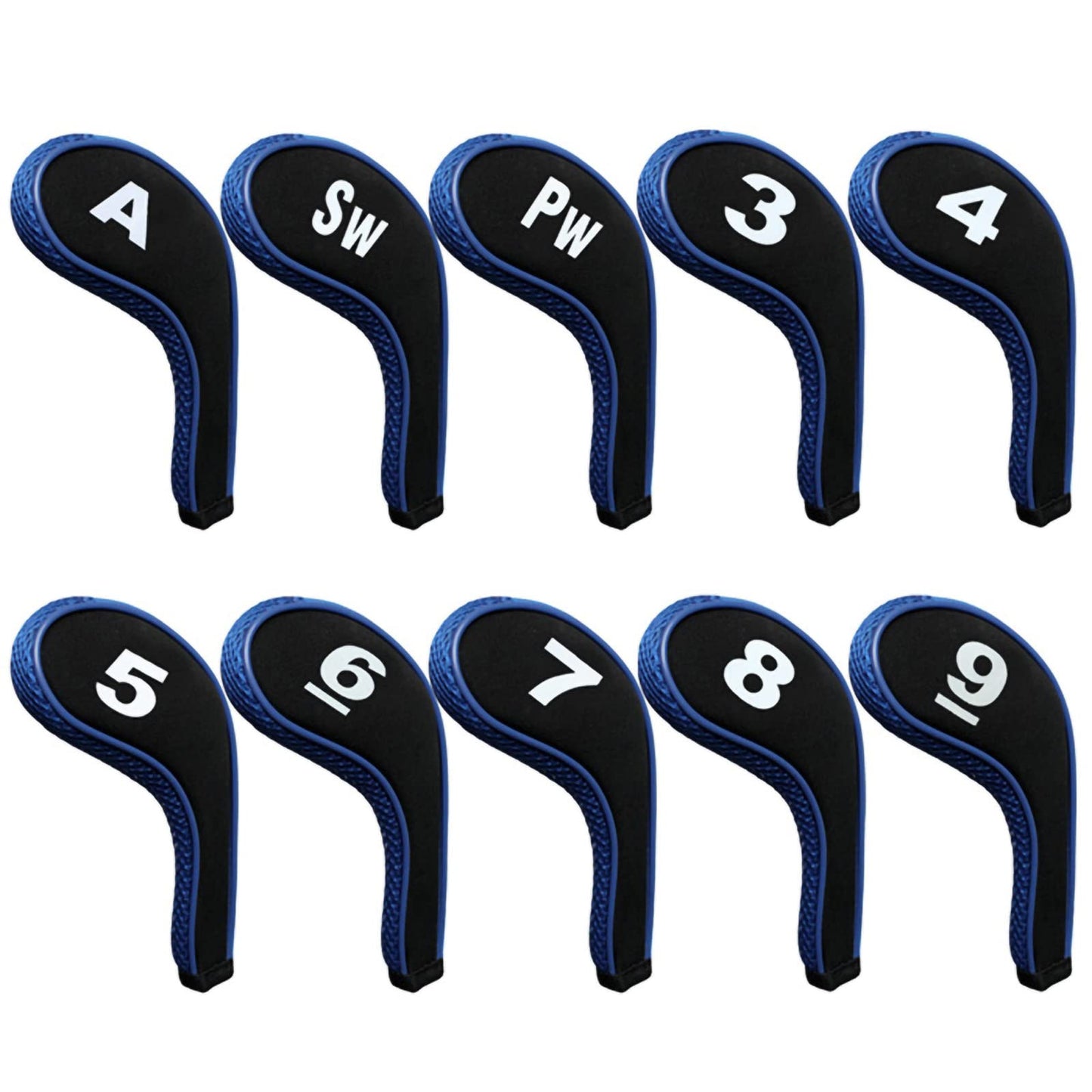 Andux Golf Iron Wedge Club Head Covers 10pack/Set Black/Blue