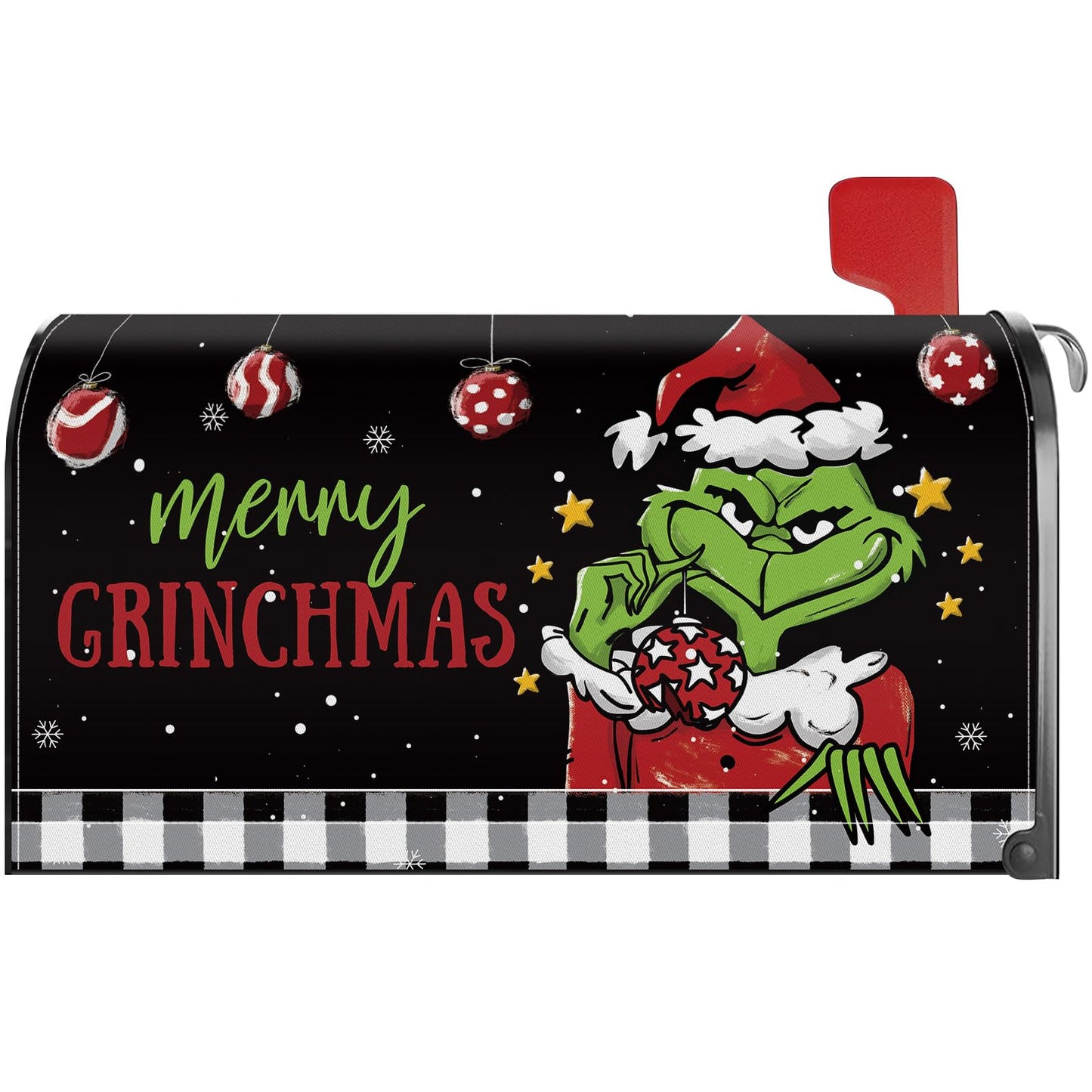 YINENA Christmas Funny Mailbox Cover Magnetic Standard Size 21x18 Inch Winter Christmas Decorative Post Letter Box Wrap Decor Garden Yard Decoration