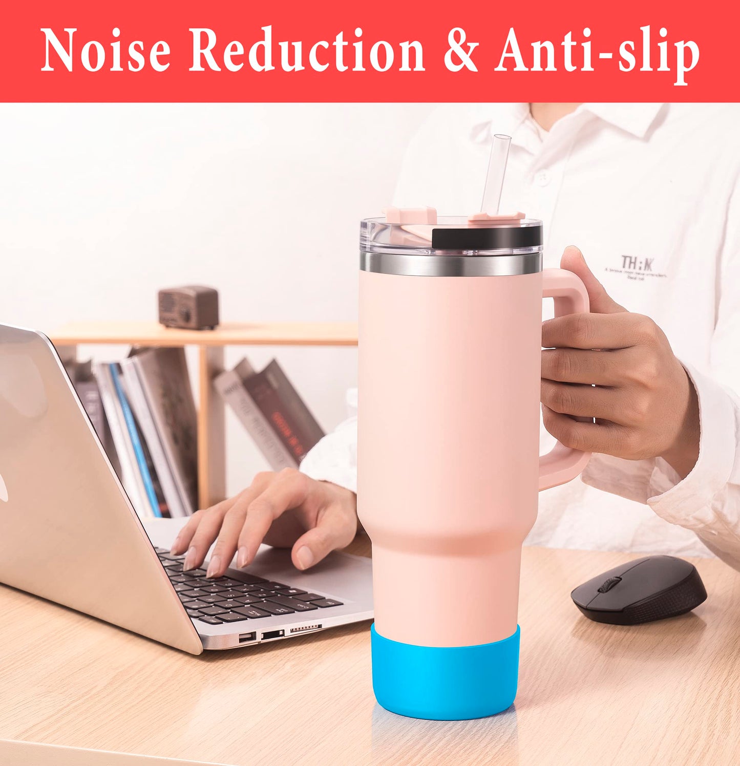 KTKUDY 2Pcs Silicone Boot for Stanley Quencher Tumbler 30 oz 40 oz & IceFlow 20 oz 30 oz & Fit Owala Freesip Water Bottle & Fit Hydro Flask & More - Cup Bottom Accessories Fit Stanley Cup, Skyblue
