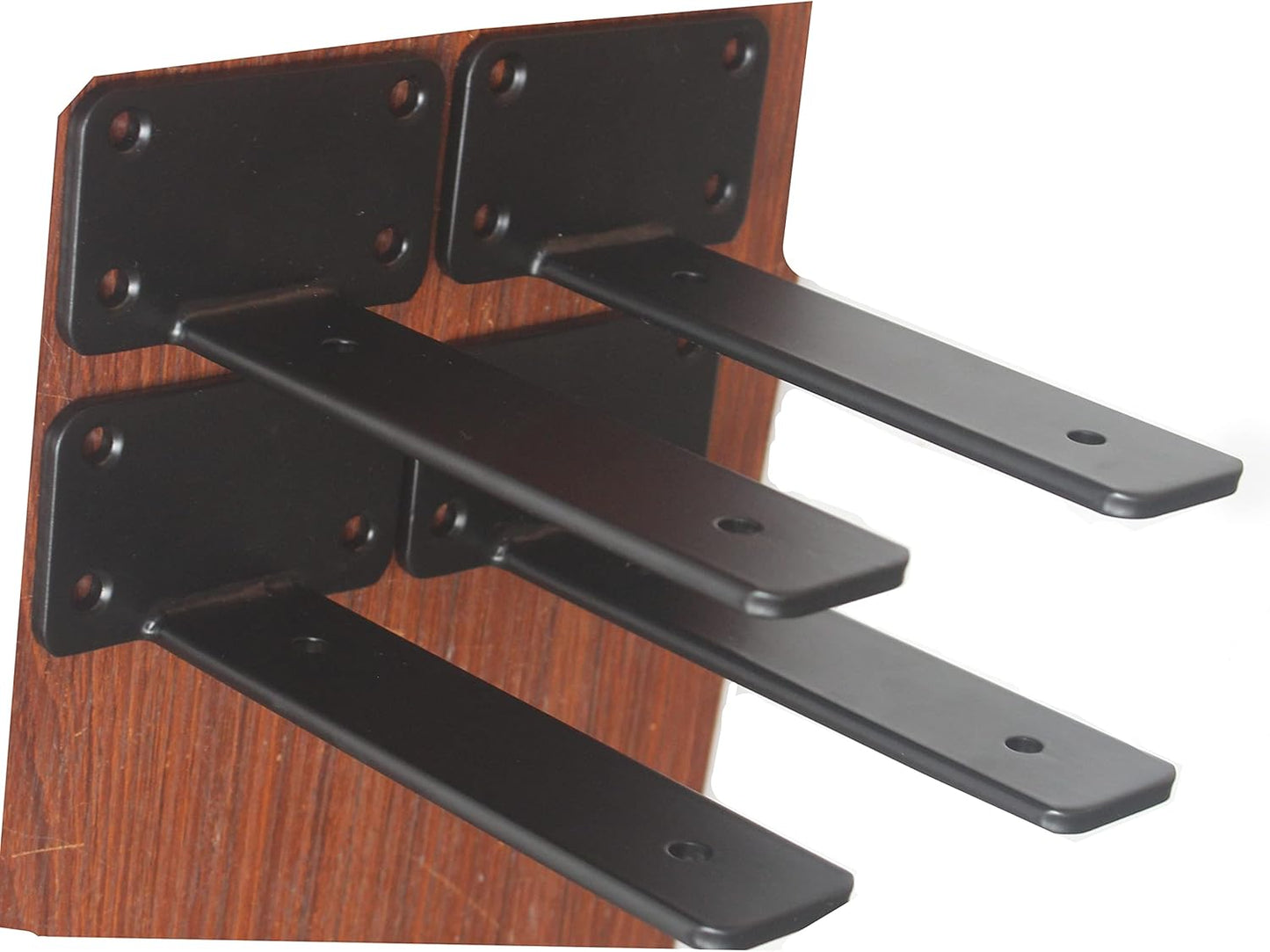 10-Inch Black Iron Floating Shelf Brackets - 12 Pack Rustic Industrial Support