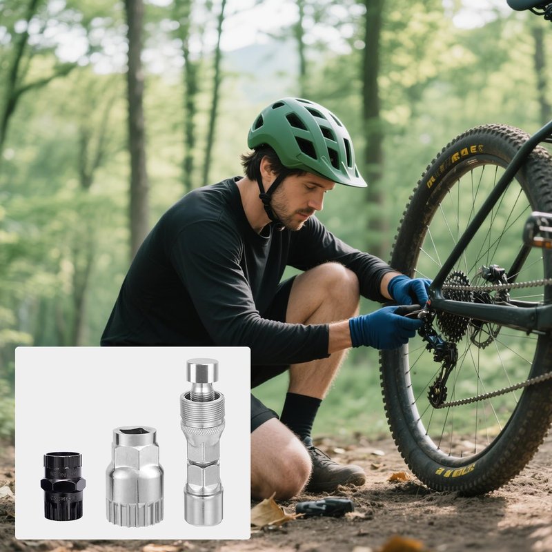 Vaasee 3PCS Bicycle Removal Tools Set, Bike Freewheel & Cassette Removal Tool + Crank Puller + Bottom Bracket Tool, Bike Tools Set Bicycle Maintenance Tools for Cyclists Kit