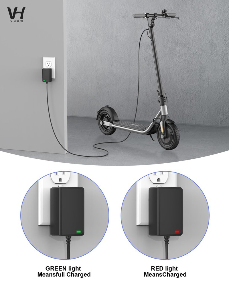 25.2V 1.5A Charger for Segway Ninebot C2 Pro & E2 Plus, 5.5mm x 2.1mm DC Adapter for ZING C8 C10 C20 & Gyroor H30 Electric Scooter