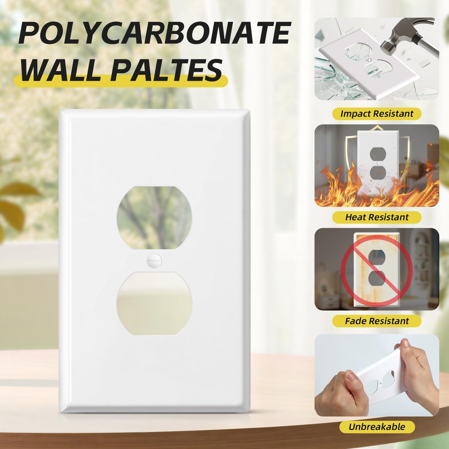 Oversized Duplex Receptacle Outlet Wall Plate 6Pack Jumbo Electrical Outlet Covers Extra Large Switch Plates, Over-Size 1-Gang 5.5" x 3.5", Gloss Finish Dual Receptacle Faceplate, Impact Resistant