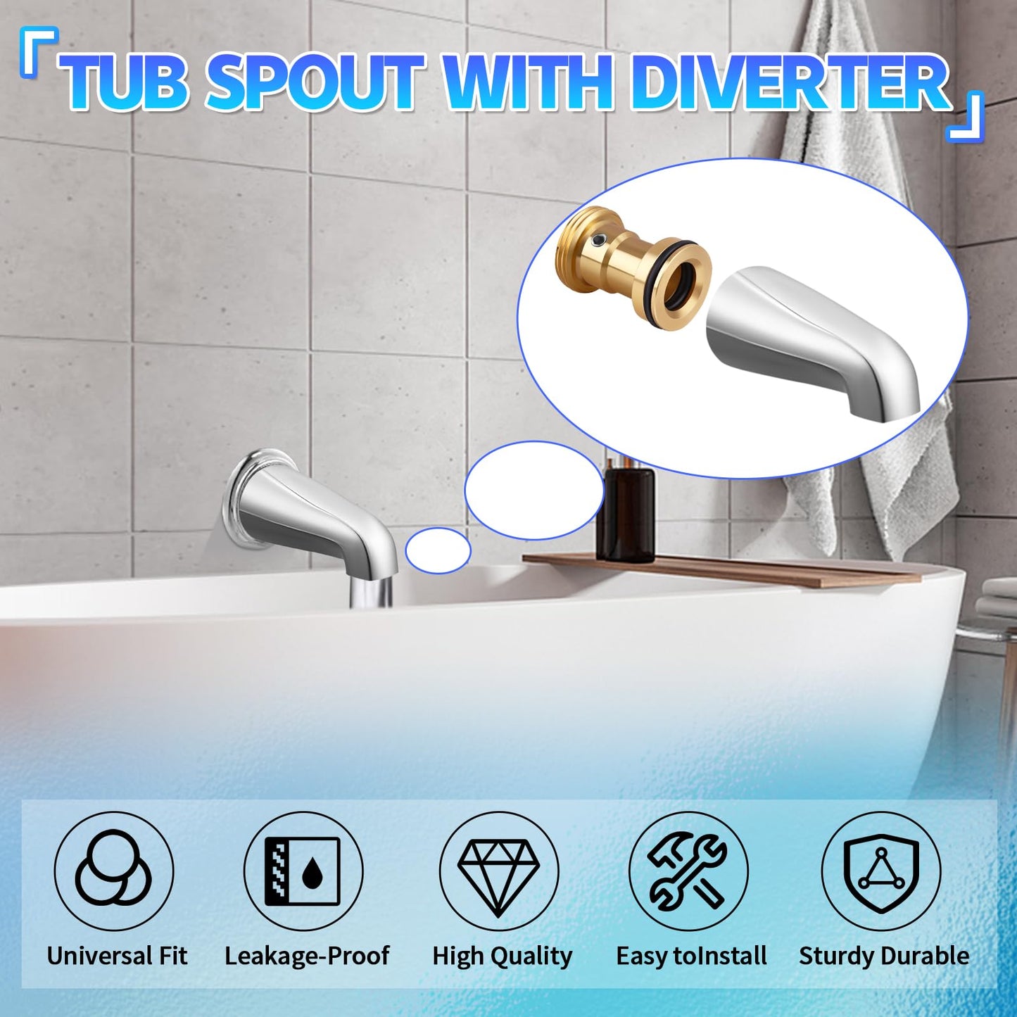 Brass Tub Spout Adapter, RP33794 Tub Spout Repair Kit for Slip-on Diverter, Replacement Kit for Delta Faucet