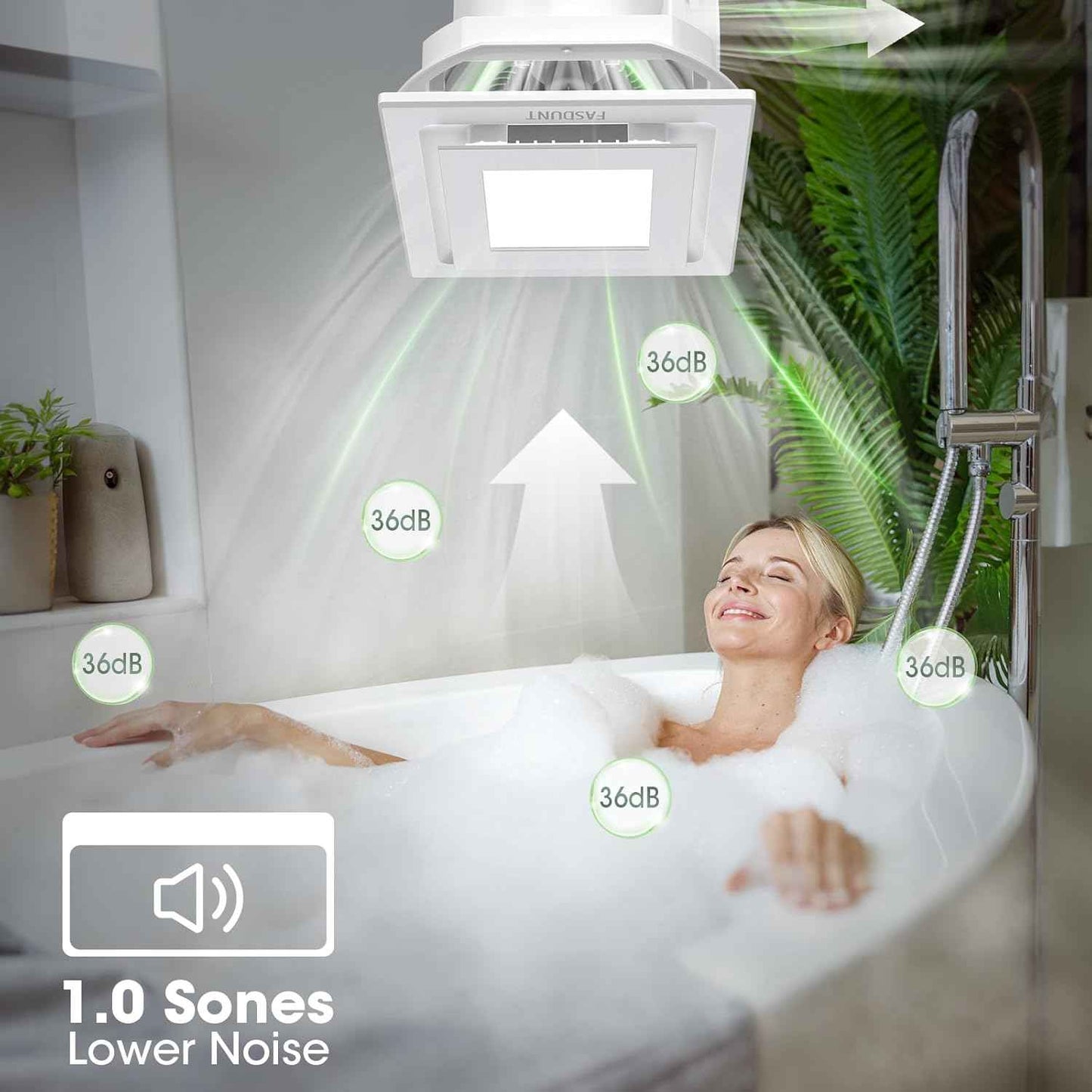 9.8" Bathroom Exhaust Fan with LED Light - 120 CFM Quiet Ceiling Ventilator, Easy Install