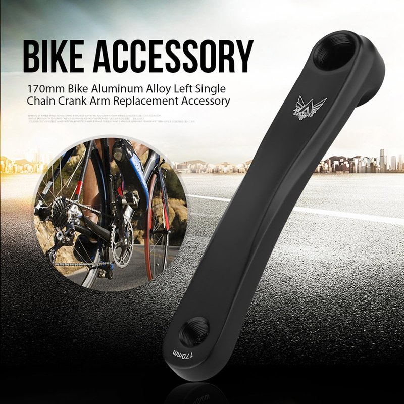 Respicefinem Crank Arm Left Bike Aluminum Alloy Single Chain 170mm Arm Replacement for Mountain Bike Road Bike Repair Replacement Accessory Compatible with Multiple Bike Model