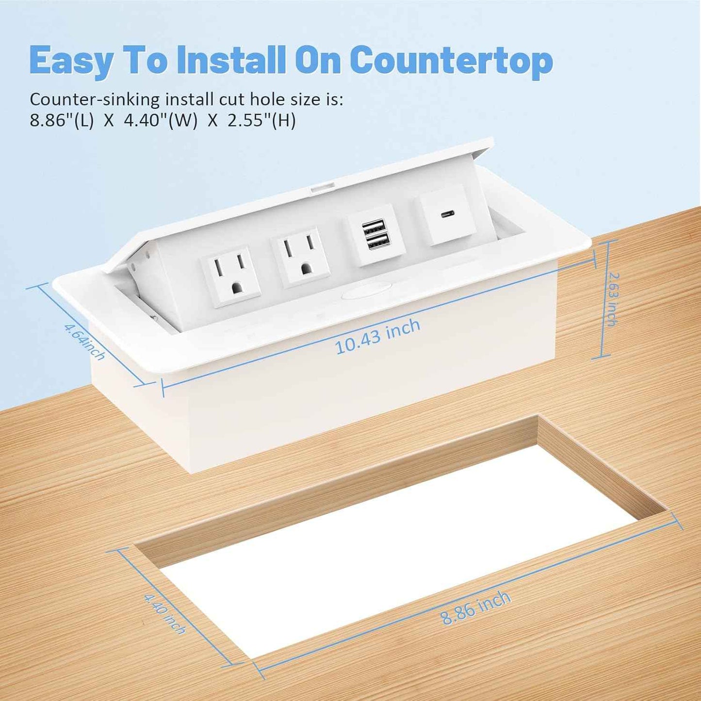 Power Hub Conference Table Connectivity Box - HDMI, USB-C, USB-A & AC Outlets