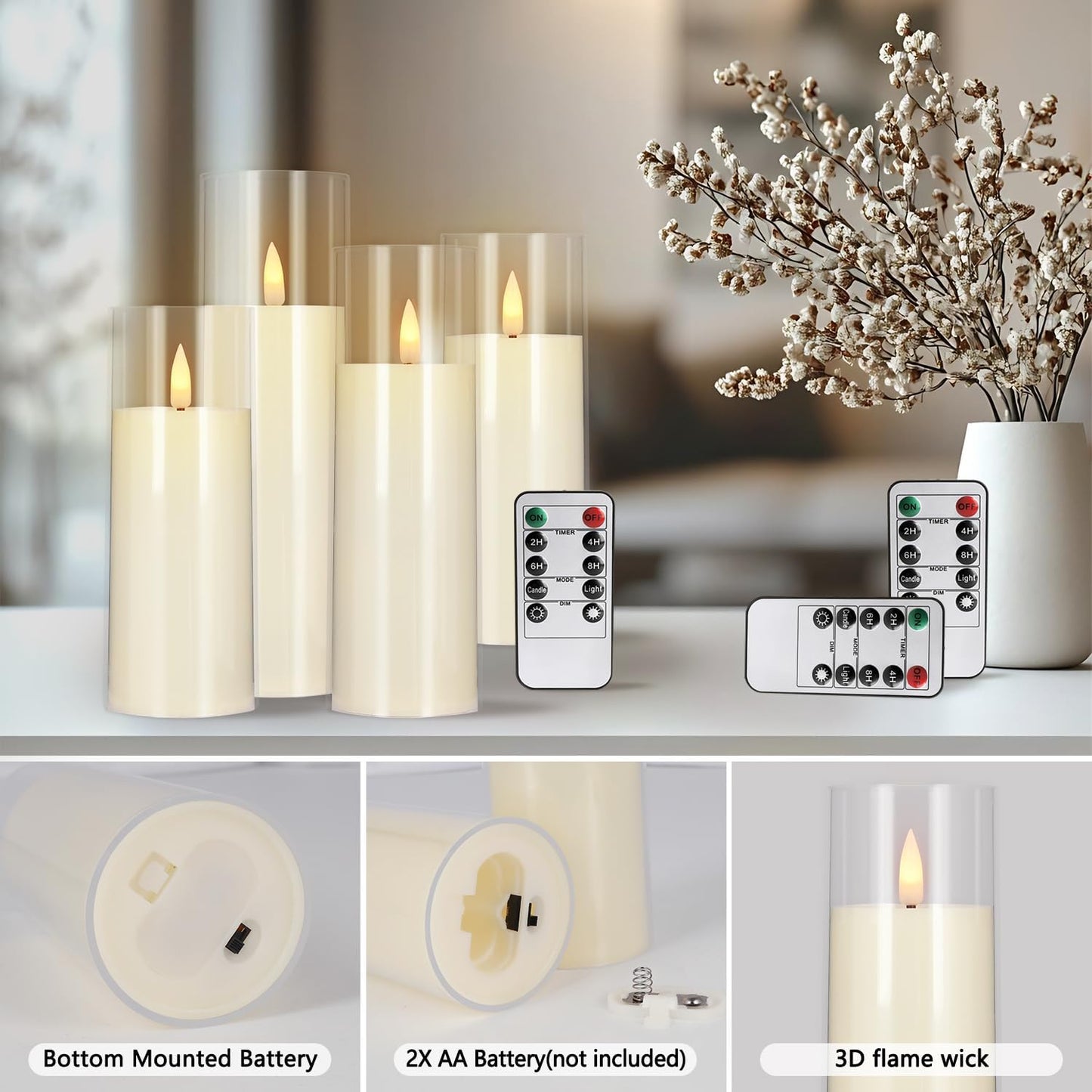 24-Pack Waterproof Flameless LED Candles with Remote & Timer – 4", 5", 6" Sizes for Halloween & Weddings