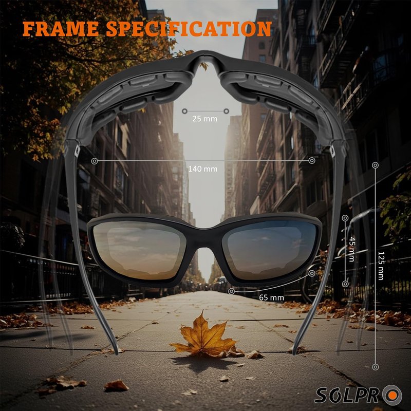 SOL PRO Night Vision Motorcycle Riding Glasses Foam Padded Windproof Polarized TR90 Floating Frame for Outdoor Activity Sports And Fishing (SP-556-BYPL Yellow), Fit men and women